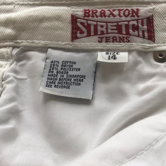 White straight leg Braxton 5 Pocket with Logo Stretch Jeans SIze 14. - Picture 9 of 10